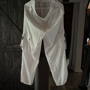 White Relaxed Fit Joggers with Ribbed Texture set